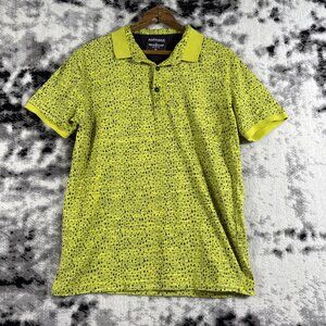 Barabas Polo Shirt Mens Size Medium Yellow Spots Performance Stretch Comfort
